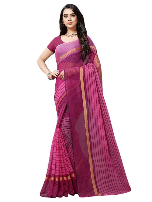 striped printed saree with blouse - 16798026 - Very Small Image - 1