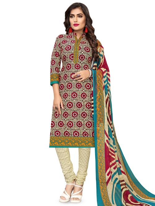 printed unstitched churidaar suit set  - 16798789 - Very Small Image - 1