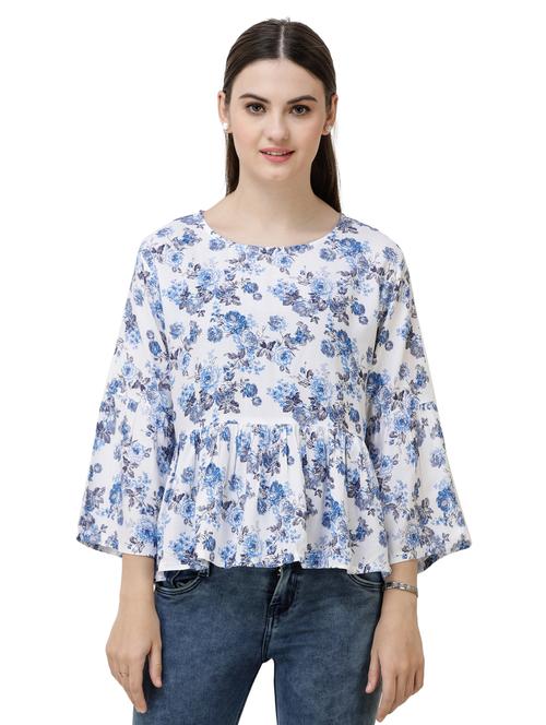 bell sleeved floral peplum top - 16798876 - Very Small Image - 1