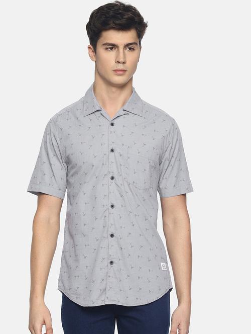grey printed casual shirt - 16799798 - Very Small Image - 1