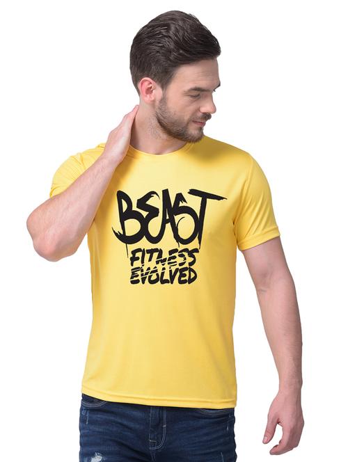 yellow typographic chest print t-shirt - 16799839 - Very Small Image - 1