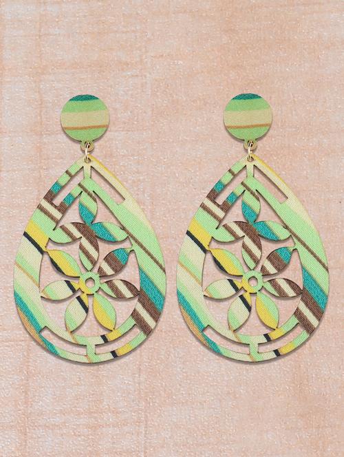 multi colored wood drop earring - 16800405 - Very Small Image - 1