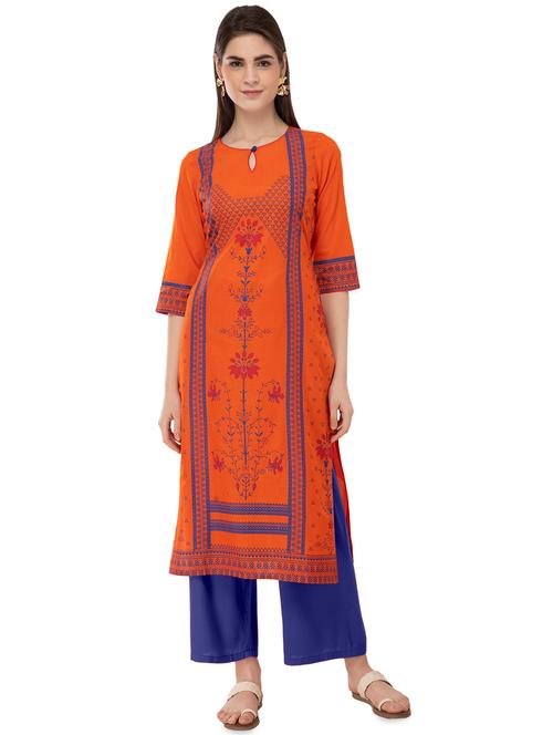 block print straight kurta - 16800545 - Very Small Image - 1
