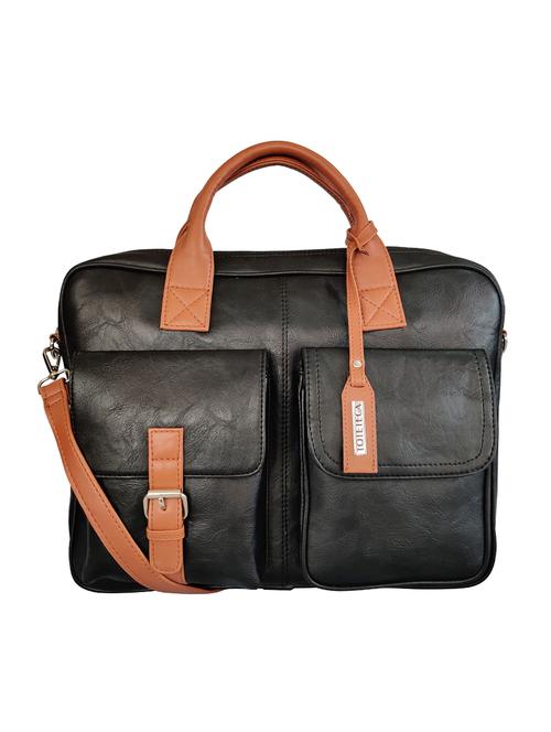black leatherette laptop laptop bag - 16800763 - Very Small Image - 1