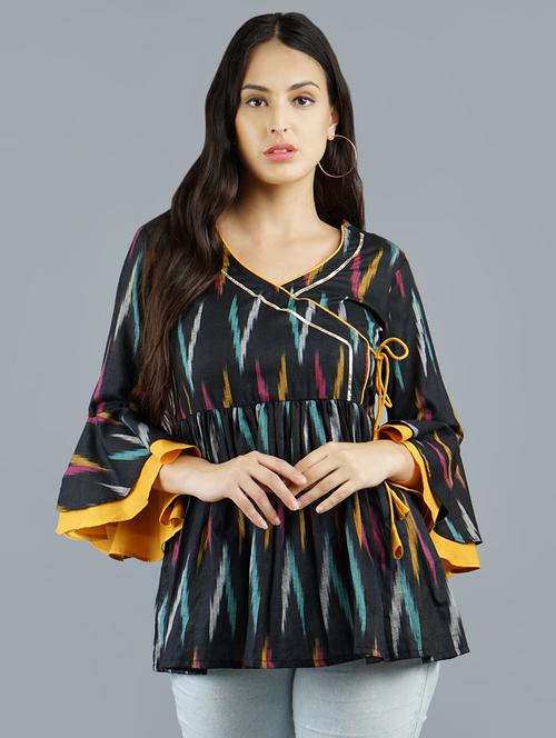 bell sleeved ikat top  - 16801008 - Very Small Image - 1