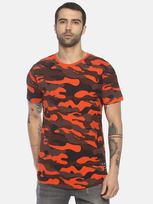 orange camouflage print t-shirt - 16803102 - Very Small Image - 1
