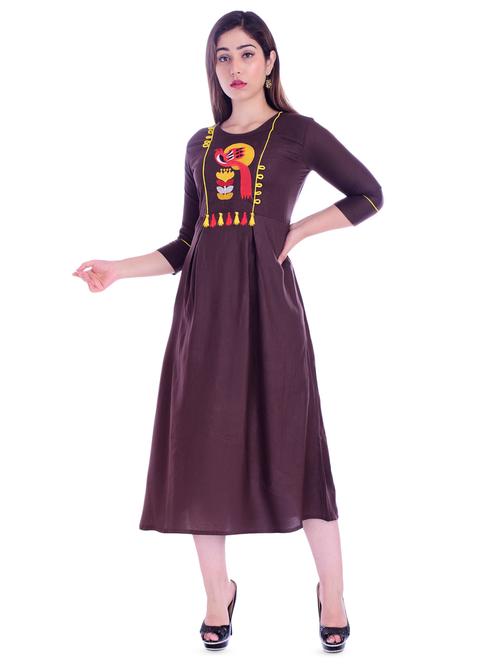 embroidered a-line ethnic dress - 16803973 - Very Small Image - 1