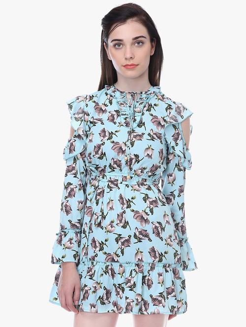 tie knot detail floral a-line dress - 16804617 - Very Small Image - 1
