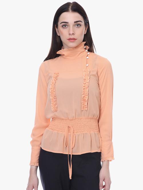 turtle neck smocked waist top - 16804826 - Very Small Image - 1