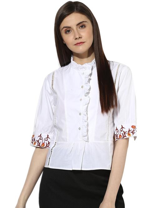 frill detail lace insert shirt - 16804914 - Very Small Image - 1
