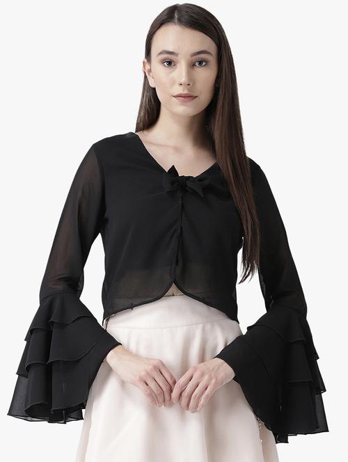 tie up neck bell sleeved top - 16804915 - Very Small Image - 1