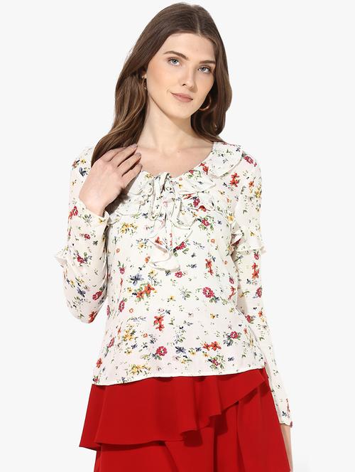 tie up neck floral layered top  - 16805111 - Very Small Image - 1