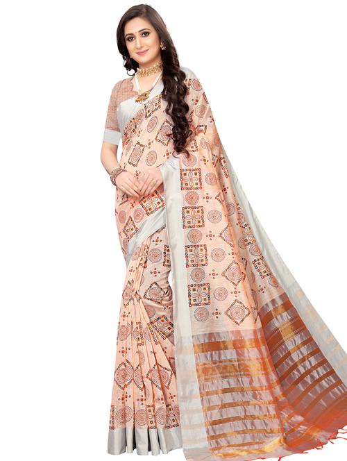 pastel printed saree with blouse - 16805580 - Very Small Image - 1