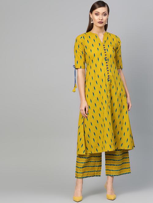 ikat print kurta palazzo set - 16806540 - Very Small Image - 1
