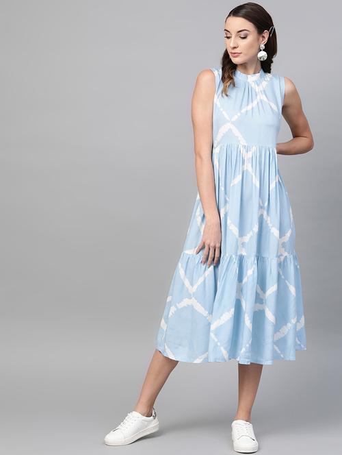 mock neck gathered hem a-line dress - 16806613 - Very Small Image - 1