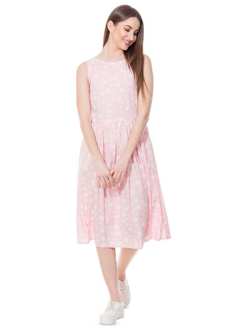 round neck polka dot a-line dress  - 16807956 - Very Small Image - 1