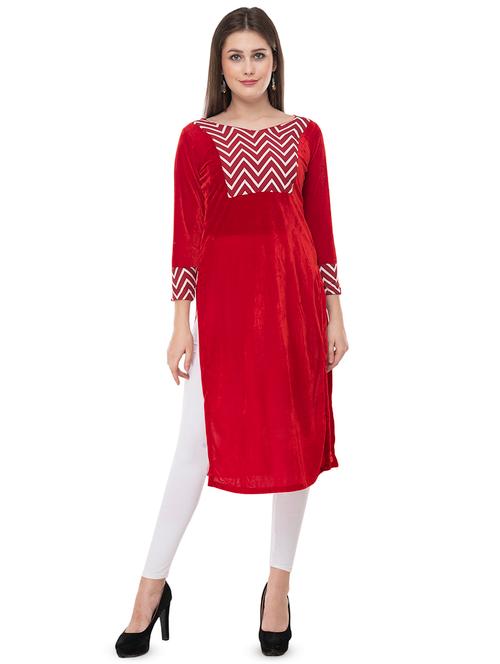 contrast yoke straight kurta - 16808032 - Very Small Image - 1