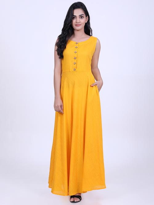 solid flared ethnic dress - 16808109 - Very Small Image - 1