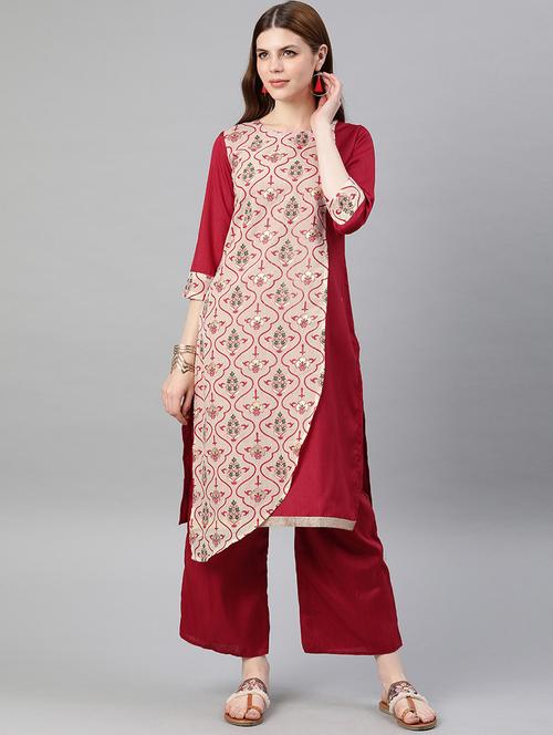 floral kurta palazzo set - 16808540 - Very Small Image - 1