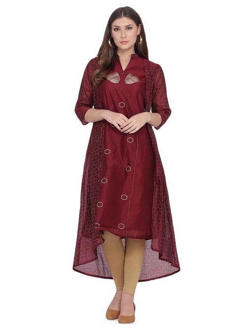 embroidered chanderi  kurta - 16808662 - Very Small Image - 1