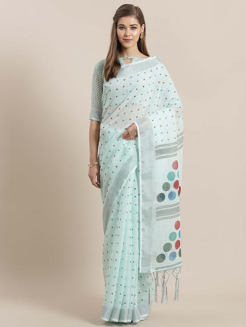 polka dots printed saree with blouse - 16809193 - Very Small Image - 1