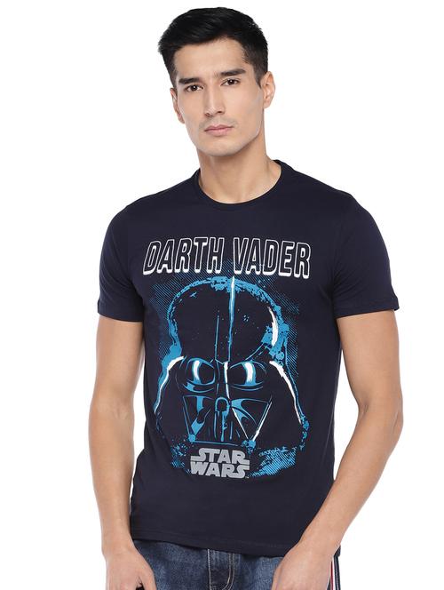 navy blue typographic front print t-shirt - 16809678 - Very Small Image - 1