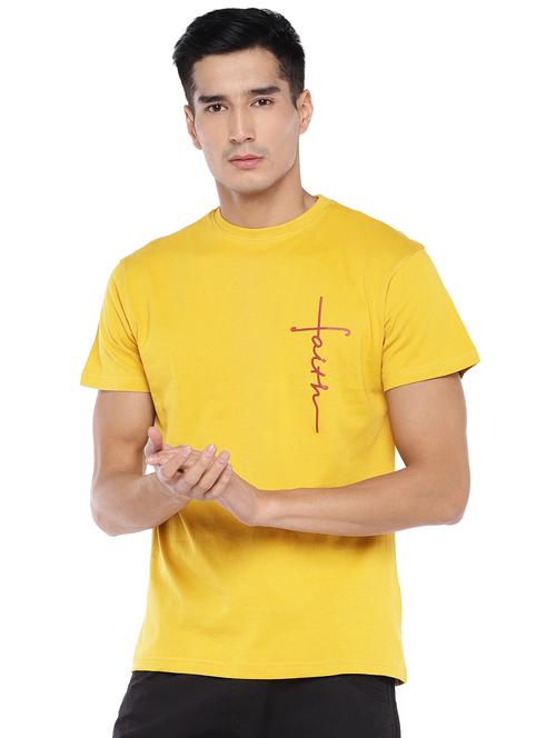 yellow typographic chest print t-shirt - 16809688 - Very Small Image - 1