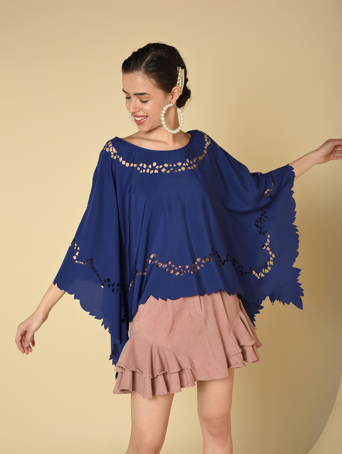 cut out detail asymmetric poncho - 16810946 - Standard Image - 2
