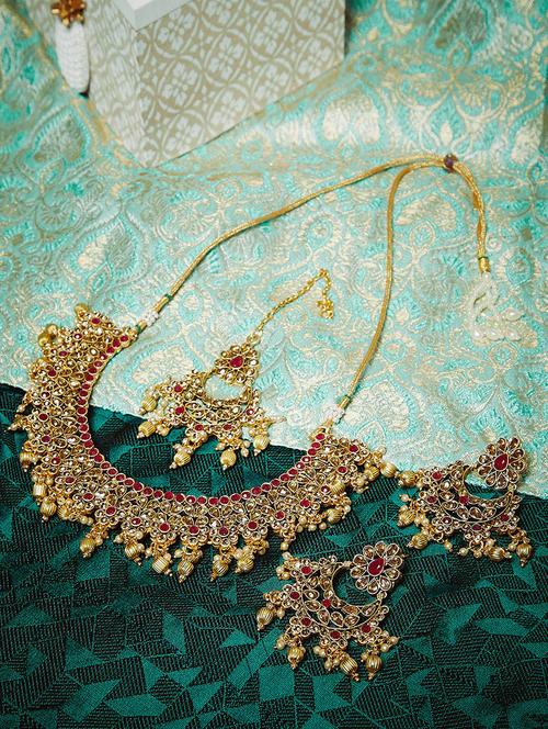 red gold metal choker necklace - 16811661 - Very Small Image - 1