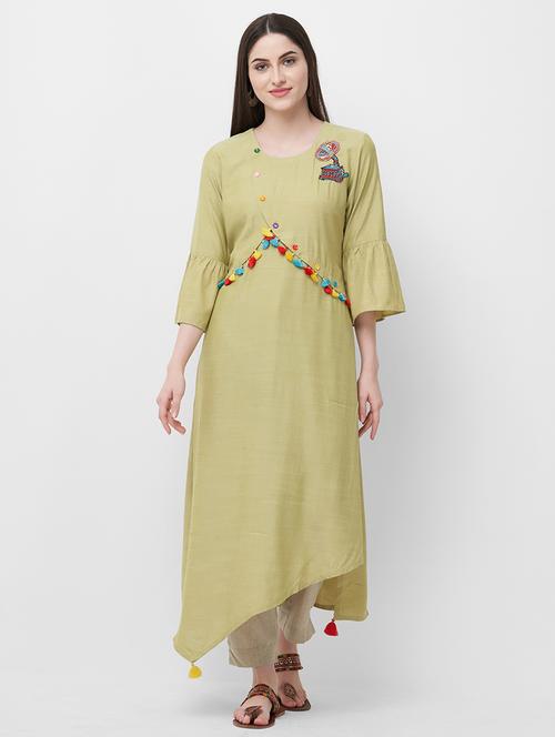 solid asymmetric kurta - 16813215 - Very Small Image - 1