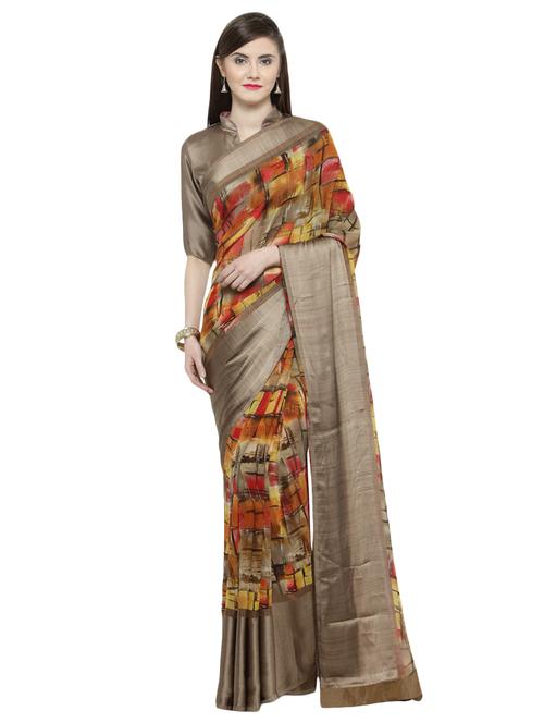 abstract printed saree with blouse - 16814982 - Very Small Image - 1