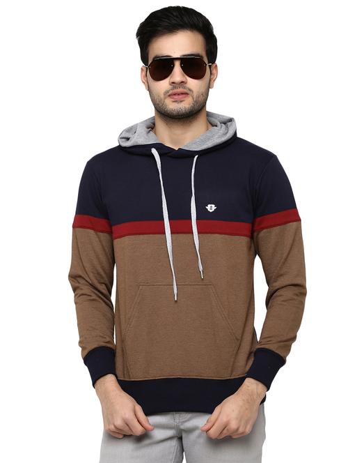 brown color block sweatshirt - 16816185 - Very Small Image - 1