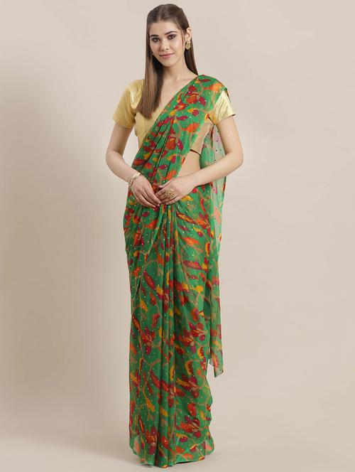 floral printed saree with blouse - 16816755 - Very Small Image - 1