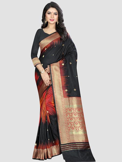 self design woven saree with blouse - 16816847 - Very Small Image - 1