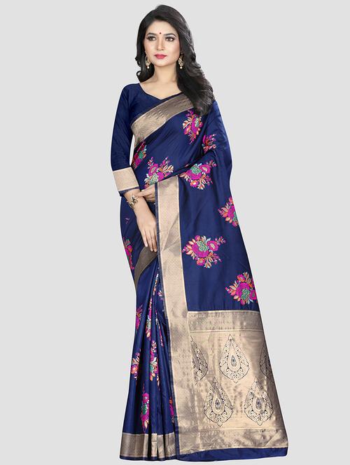 self design woven saree with blouse - 16816864 - Very Small Image - 1