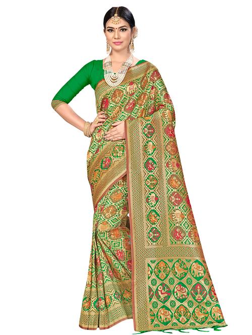 self design banarasi saree with blouse - 16817021 - Very Small Image - 1