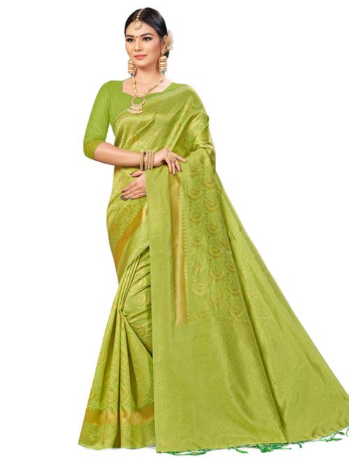 self design banarasi saree with blouse - 16817054 - Very Small Image - 1