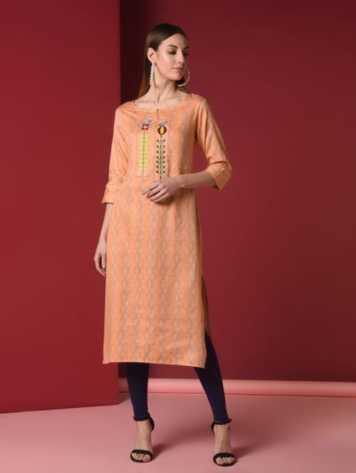 embroidered straight kurta - 16817436 - Very Small Image - 1