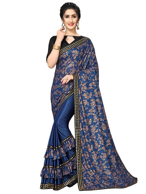 foil printed saree  with blouse - 16817660 - Very Small Image - 1