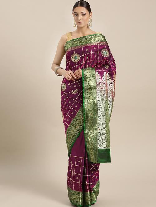 women's bandhani purple colored saree with blouse - 16817813 - Very Small Image - 1