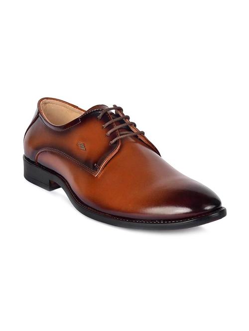 tan leatherette lace-up derbys - 16817877 - Very Small Image - 1
