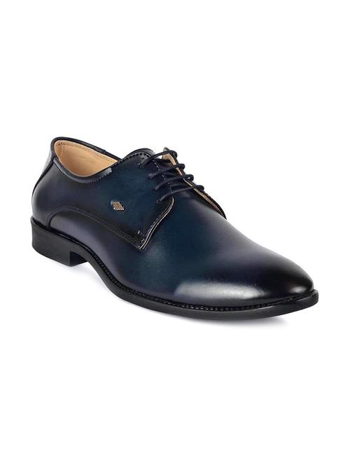 navy leatherette lace-up derbys - 16817878 - Very Small Image - 1
