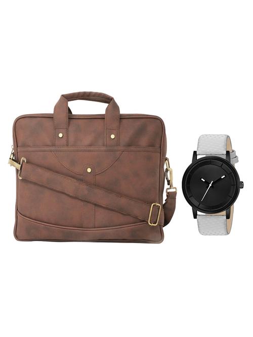 multi colored leatherette laptopbag with watch - 16818777 - Very Small Image - 1