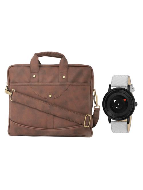 multi colored leatherette laptopbag with watch - 16818780 - Very Small Image - 1