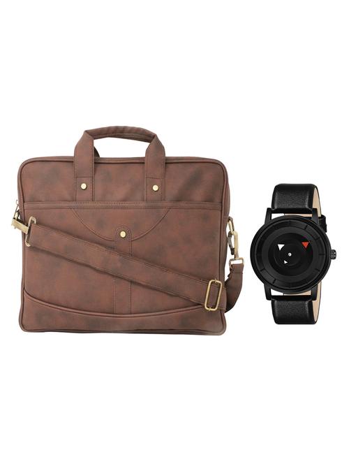 multi colored leatherette laptopbag with watch - 16818781 - Very Small Image - 1