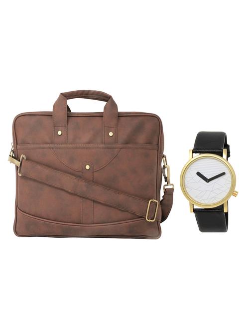 multi colored leatherette laptopbag with watch - 16818821 - Very Small Image - 1