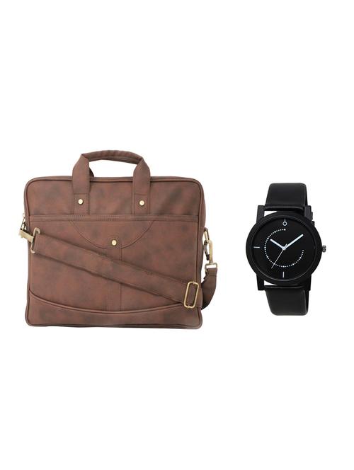 multi colored leatherette laptopbag with watch - 16818832 - Very Small Image - 1