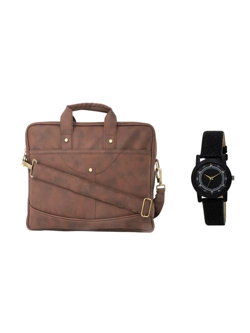 multi colored leatherette laptopbag with watch - 16818875 - Very Small Image - 1