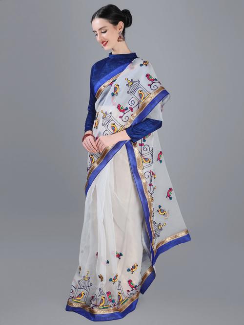 self design embroidered saree with blouse - 16820990 - Very Small Image - 1