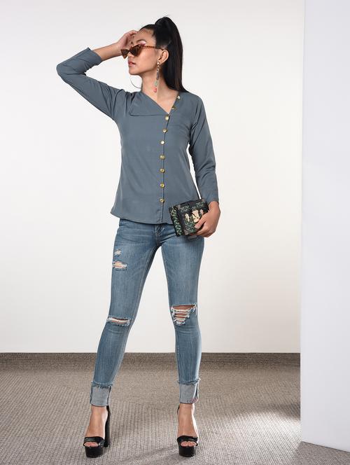 metallic button up top  - 16822199 - Very Small Image - 1